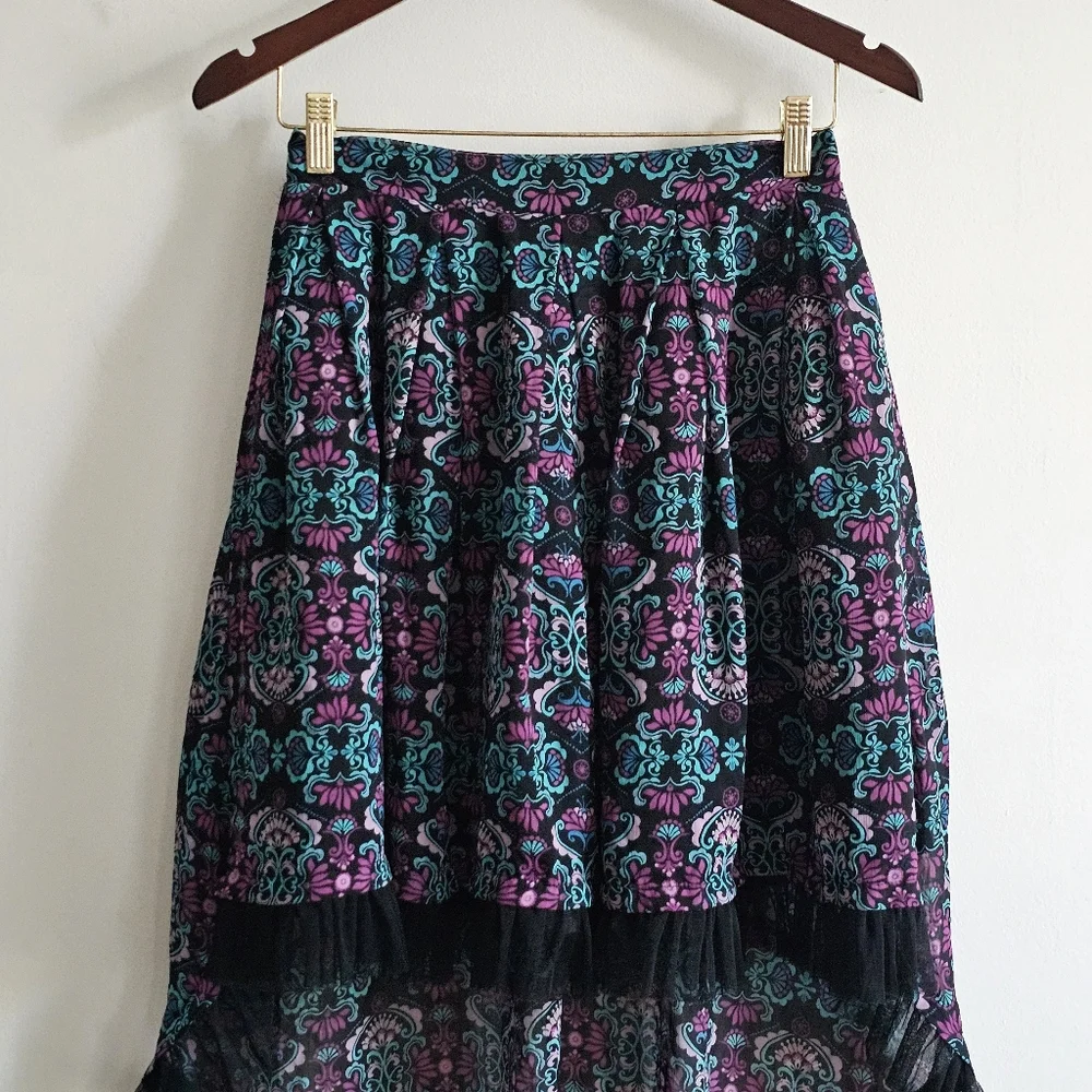 Disney Descendants 2 Skirt Evie Inspired Hi-Low Tulle Hem Floral Big Girl Size L